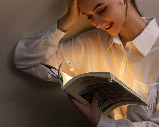 Iluminação LED para leitura, portátil, usb recarregável proteção para os olhos luz noturna mini 360 °
